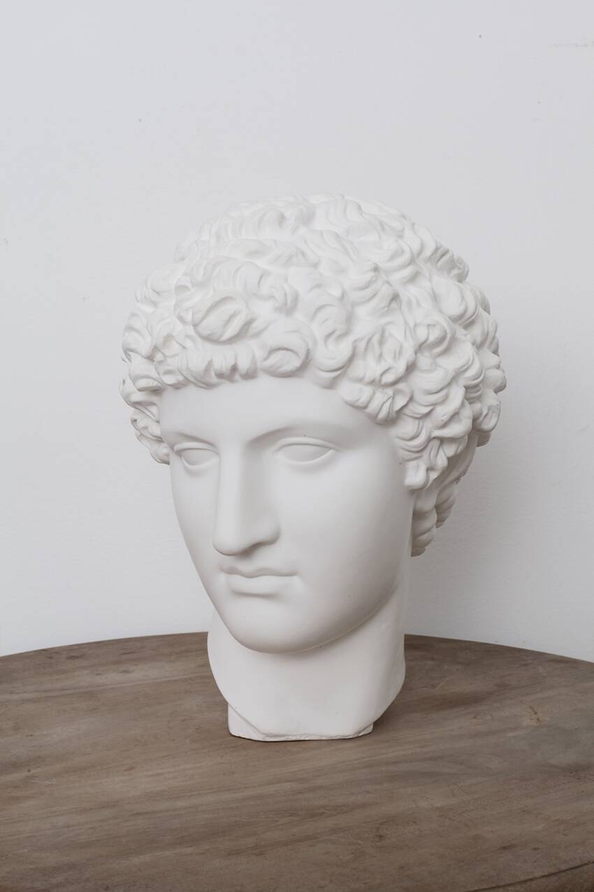 Greek head in waxed white plaster