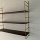 String wall shelf in wood and brass, 1960