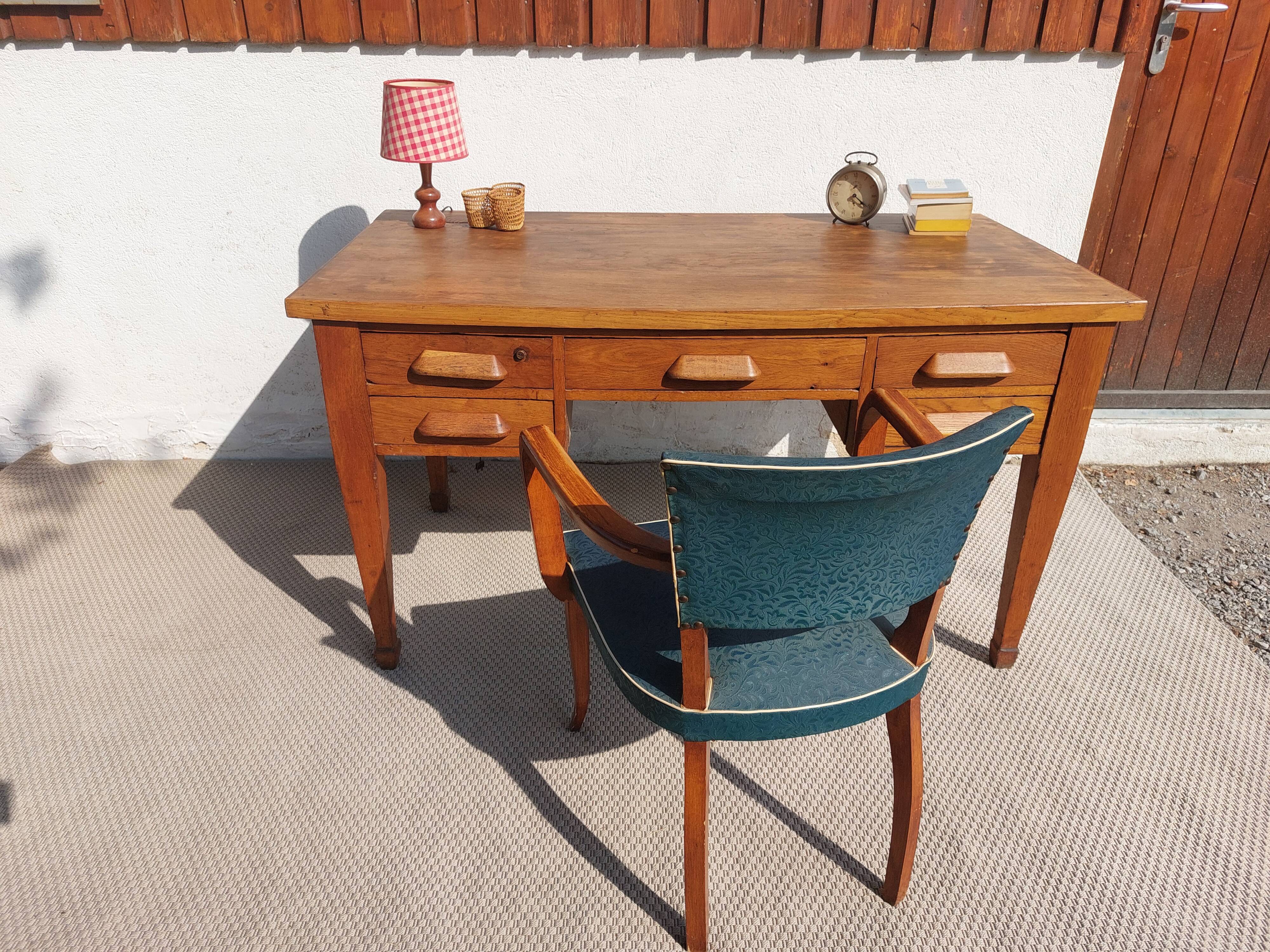 bureau en bois massif, vintage, bohème