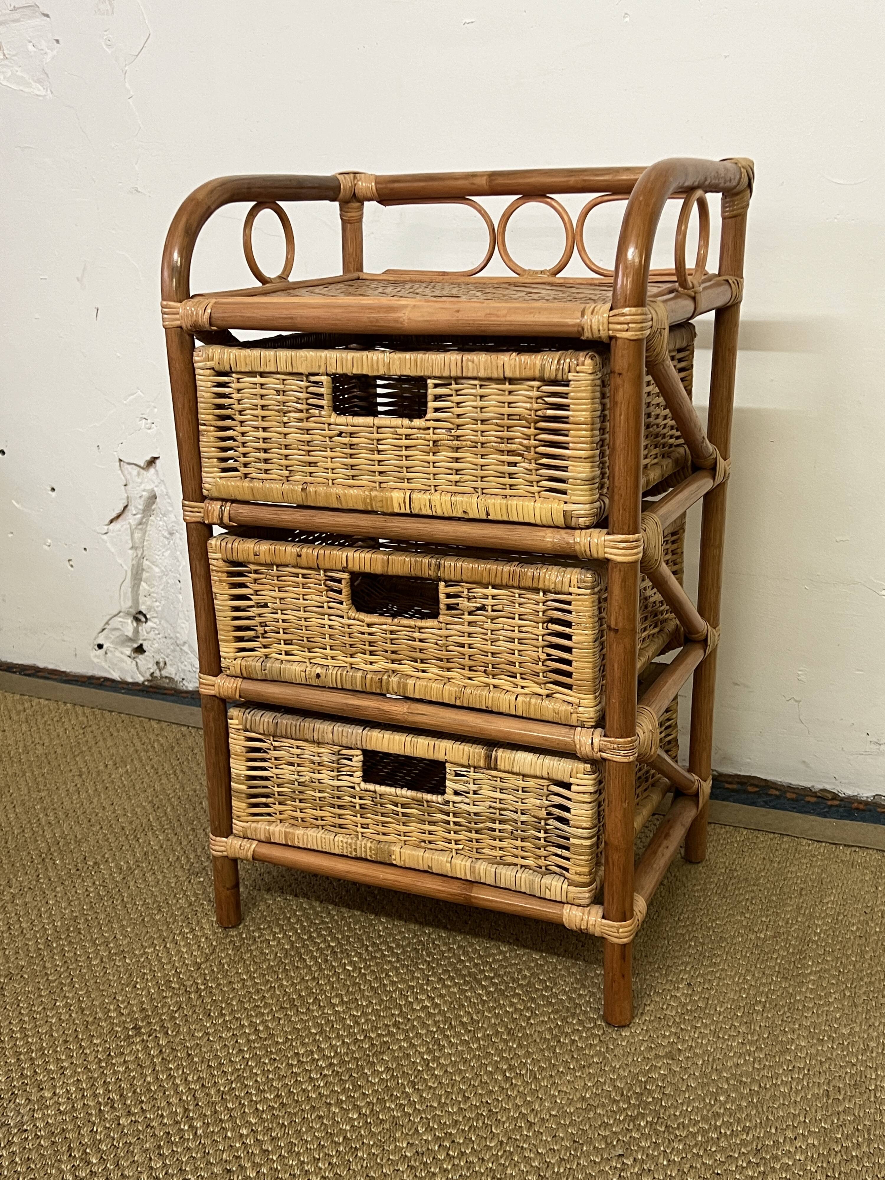 Vintage rattan chest of drawers