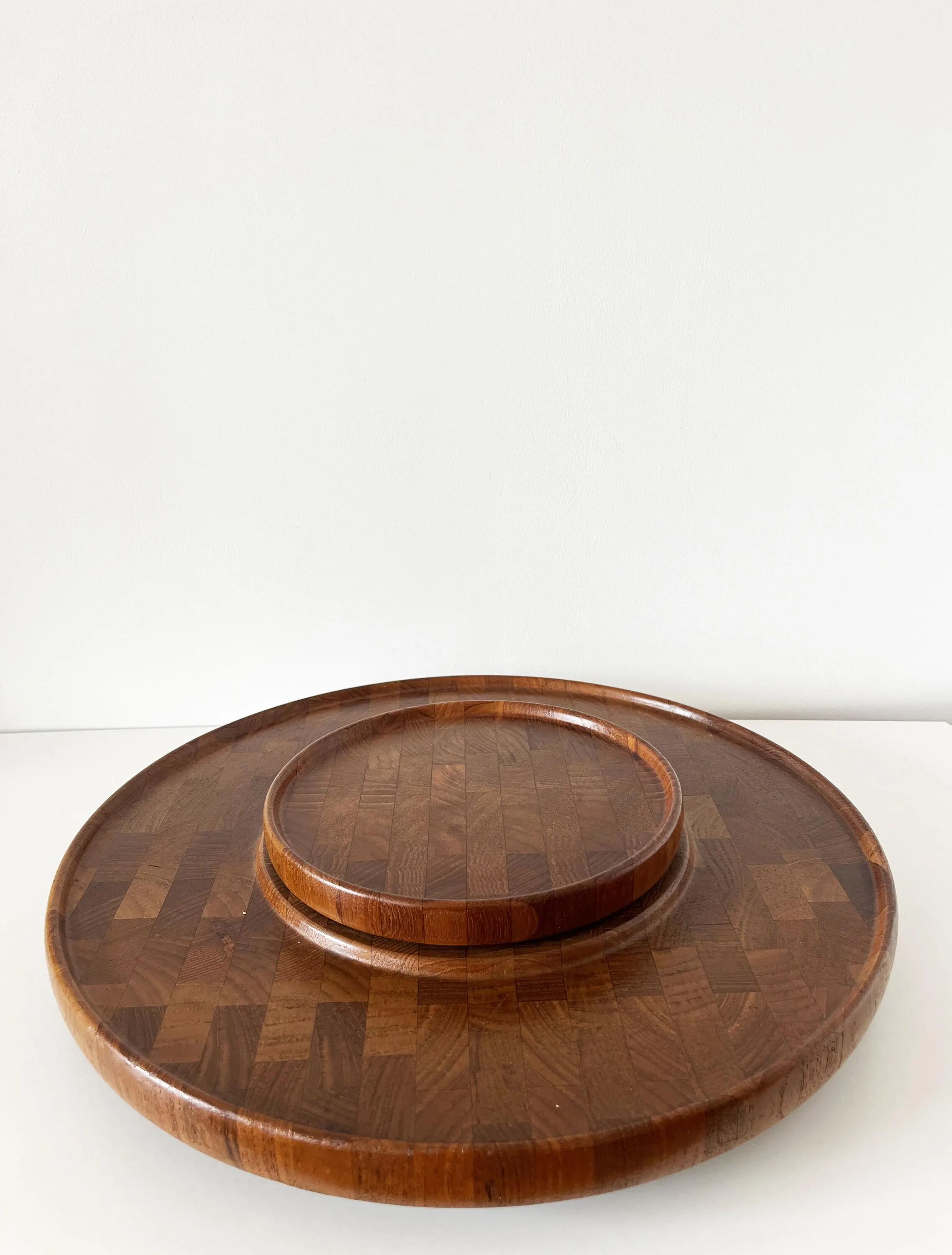 Large rotating teak platter Denmark Digsmed 1970
