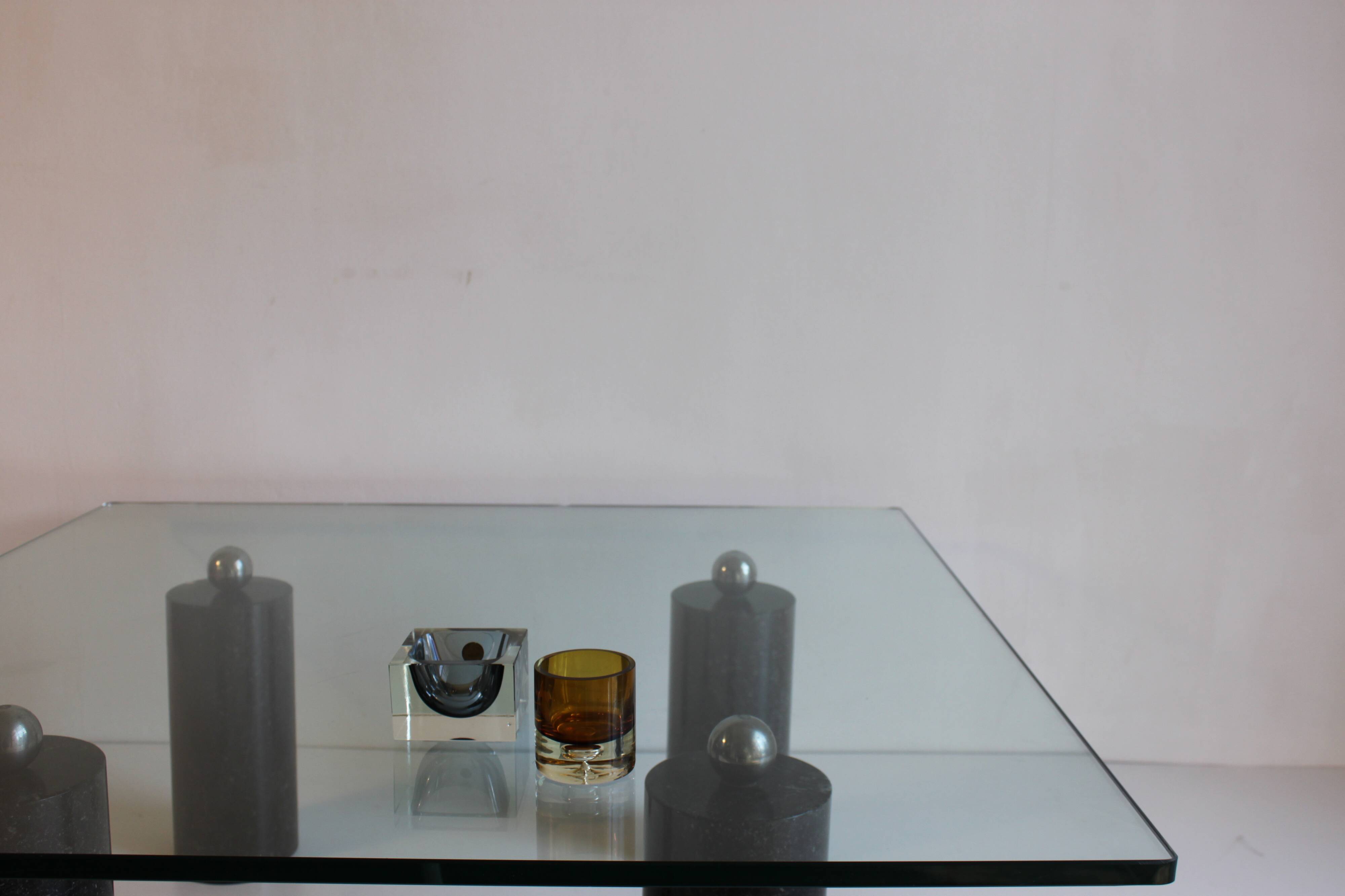 Black Marble & Glass Coffee Table, 1980s