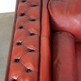Beautiful red cowhide sleekly designed Chesterfield 2-seater sofa