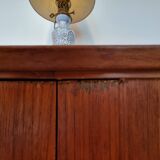 X-Large teak sideboard with tambour doors, Omer lefevre 1960s Belgium