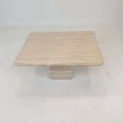 Table basse italienne en travertin, années 1980