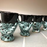 Old coquetiers signed Vallauris Turquoise and Red