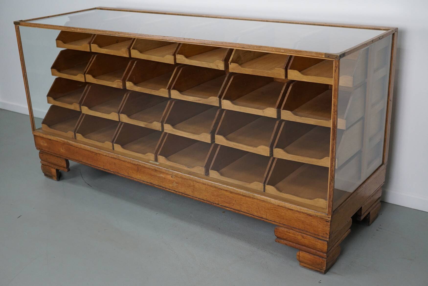 Antique British Oak Haberdashery Cabinet or Shop Counter, 1920/30s