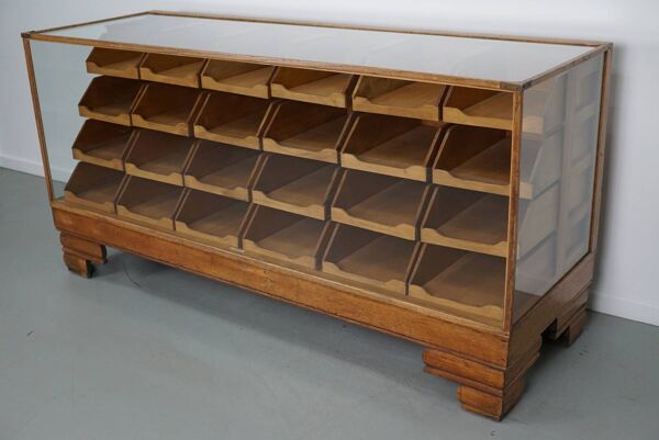 Cabinet de mercerie en chêne britannique ancien ou comptoir de magasin, années 1920/30.