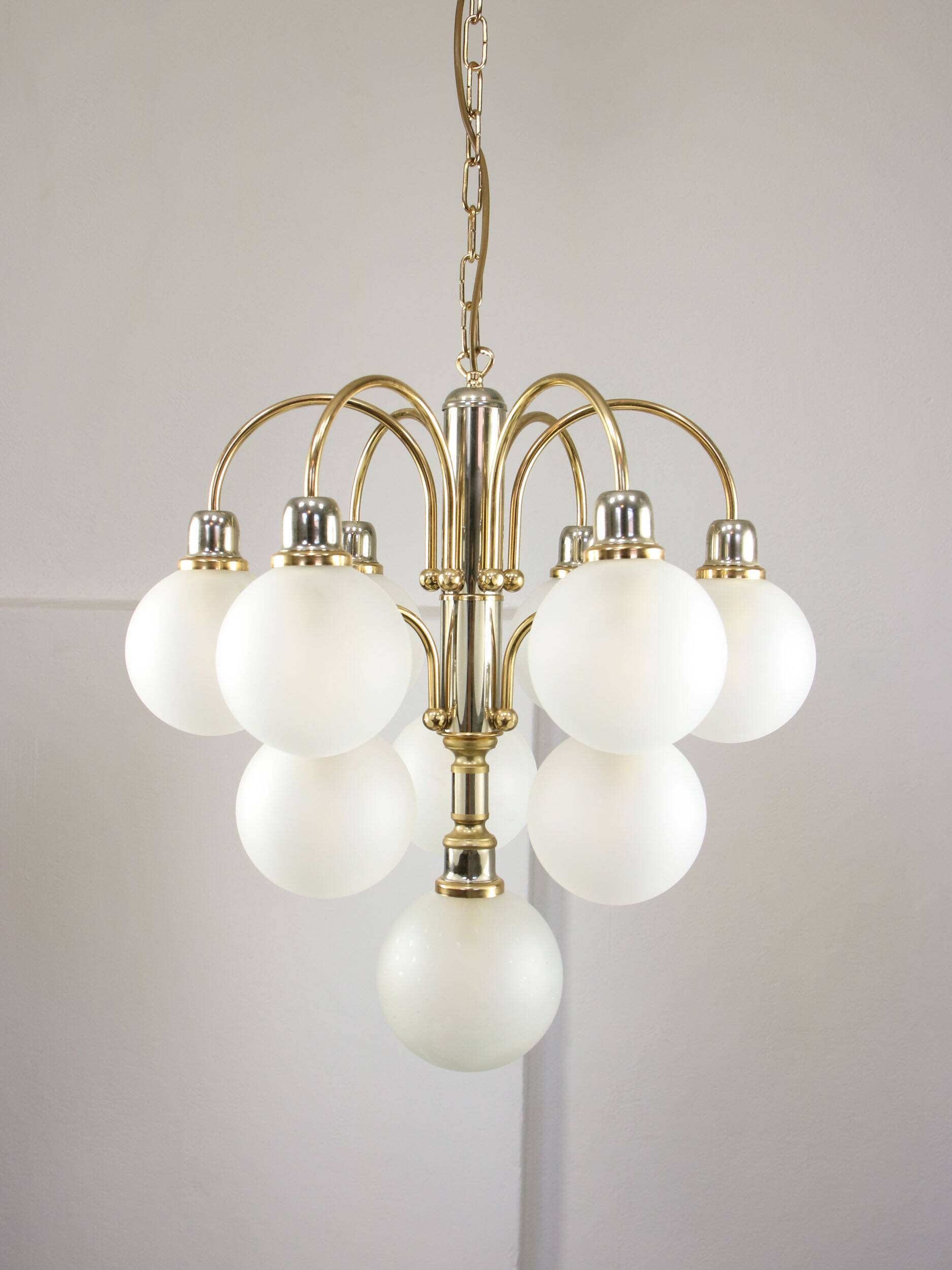 Vintage Orion Brass Ball Chandelier: Mid-Century Modern Sputnik Lighting