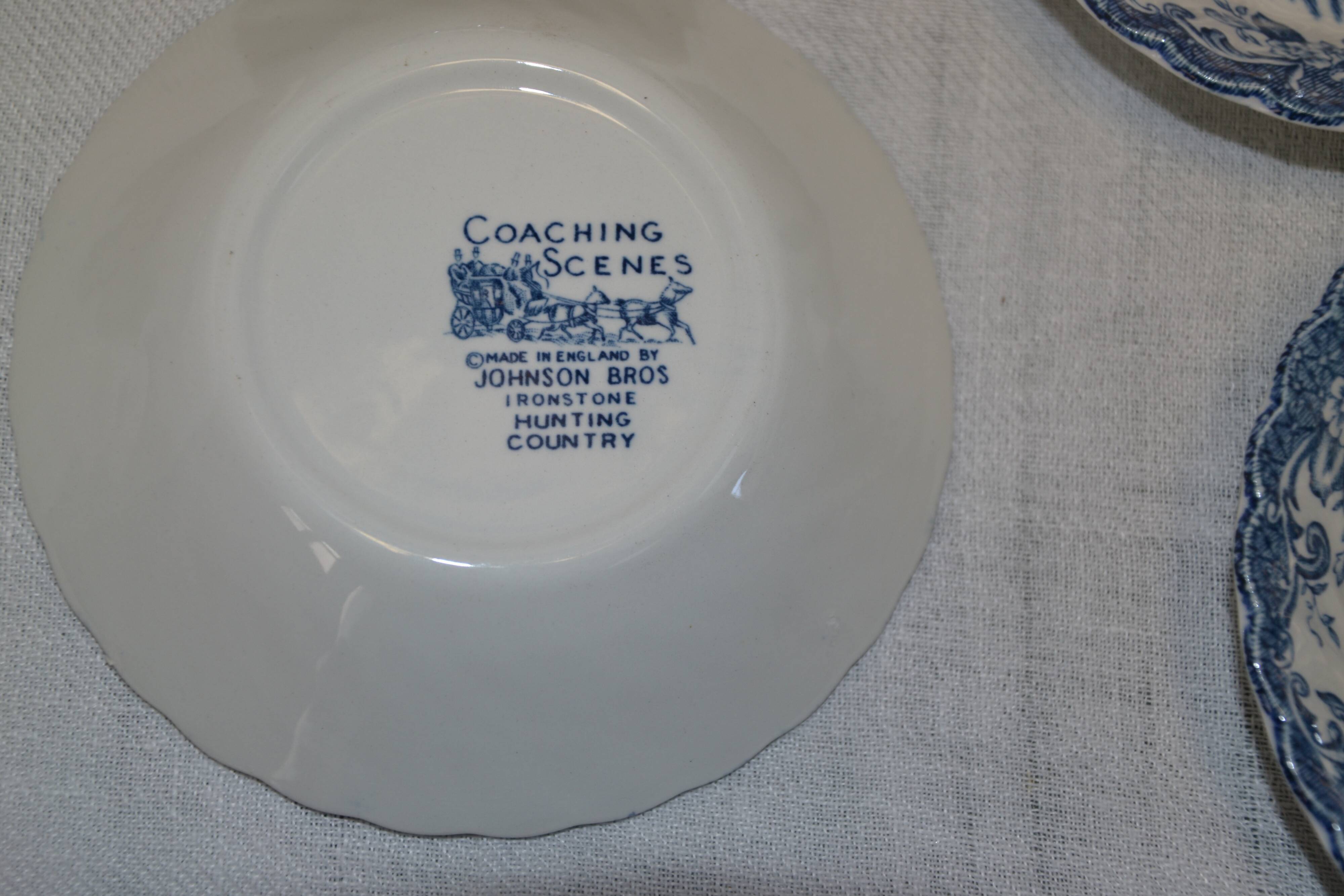 lots of 8 bowls with blue decor