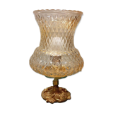 Lampe de table en bronze et verre ambré en pointe de diamant