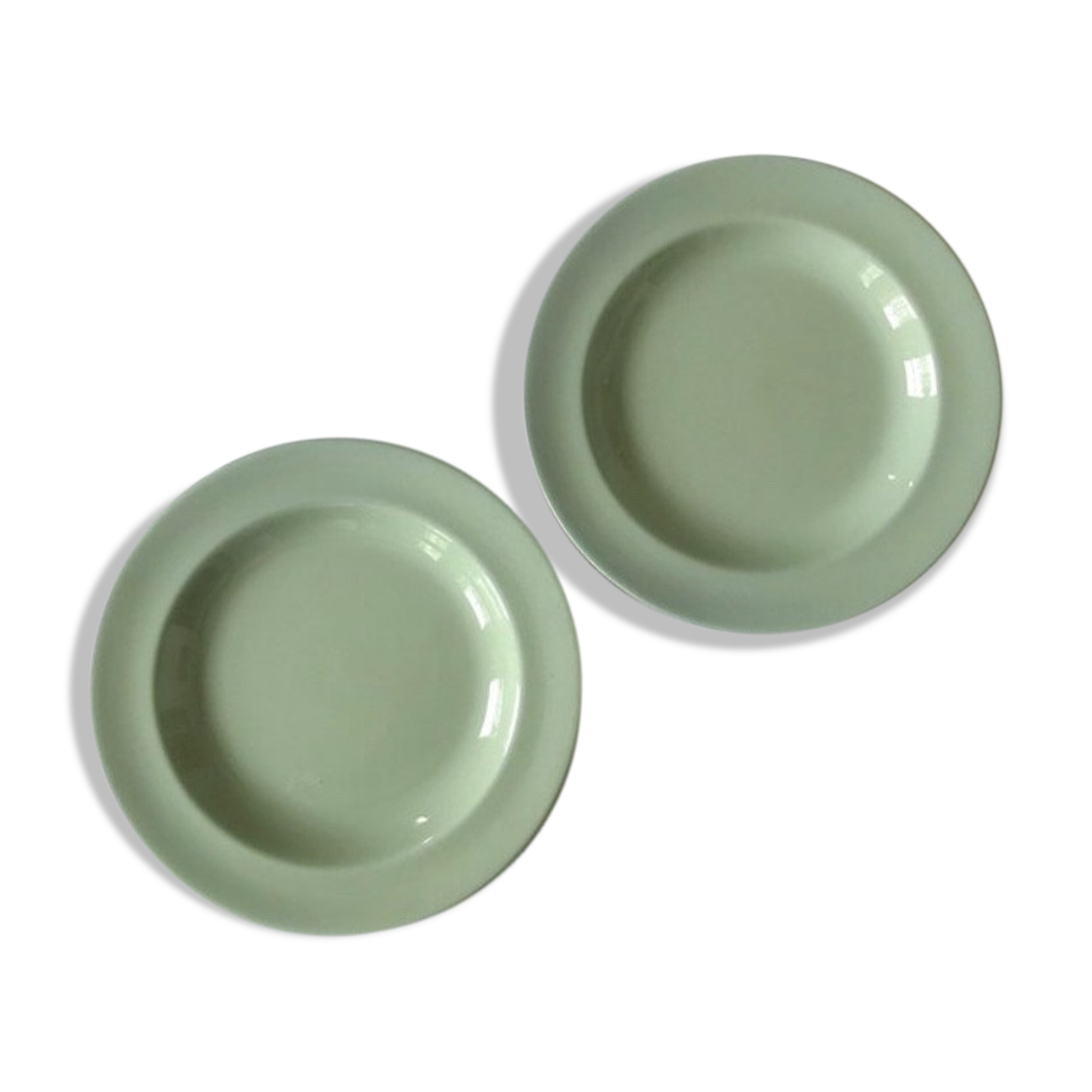 Pair of green almond Wedgwood earthenware cups