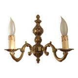 Double bronze wall light, vintage French traditional style, scrolled arms 5097.