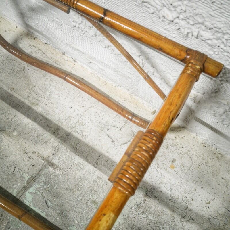 Rattan and glass coffee table