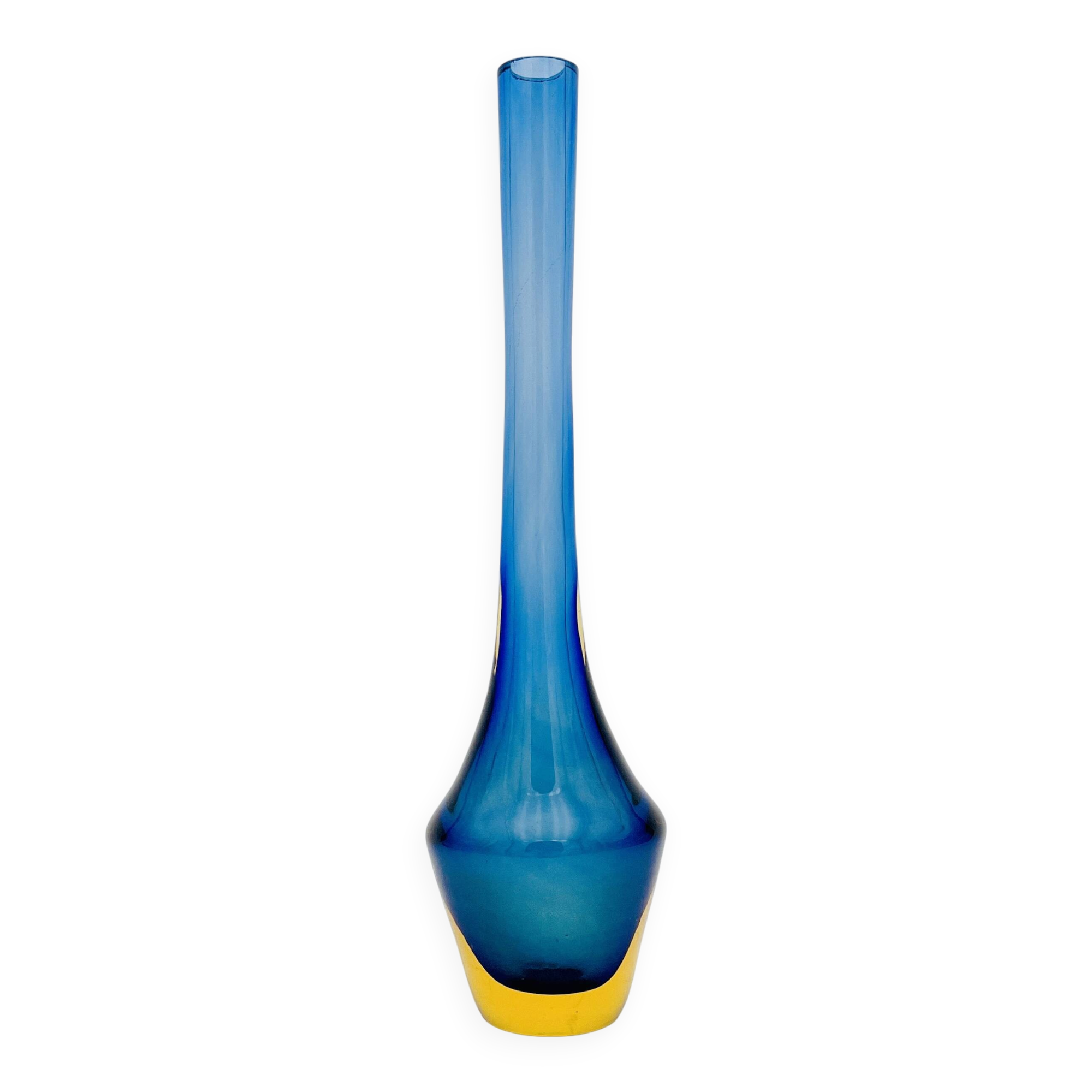 Soliflore Sommerso Flavio Poli Murano 26cm Blue Amber Gallery Condition