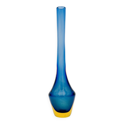 Soliflore Sommerso Flavio Poli Murano 26cm Bleu Ambre État Galerie