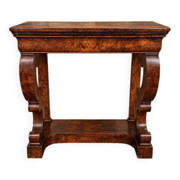 Restoration period console in elm burl – 19th century (ombp)