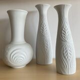 Trio of Op Art vases by KPM Germany in biscuit porcelain