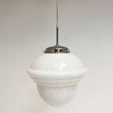 Opal glass ceiling lamp with cable from the 1960s