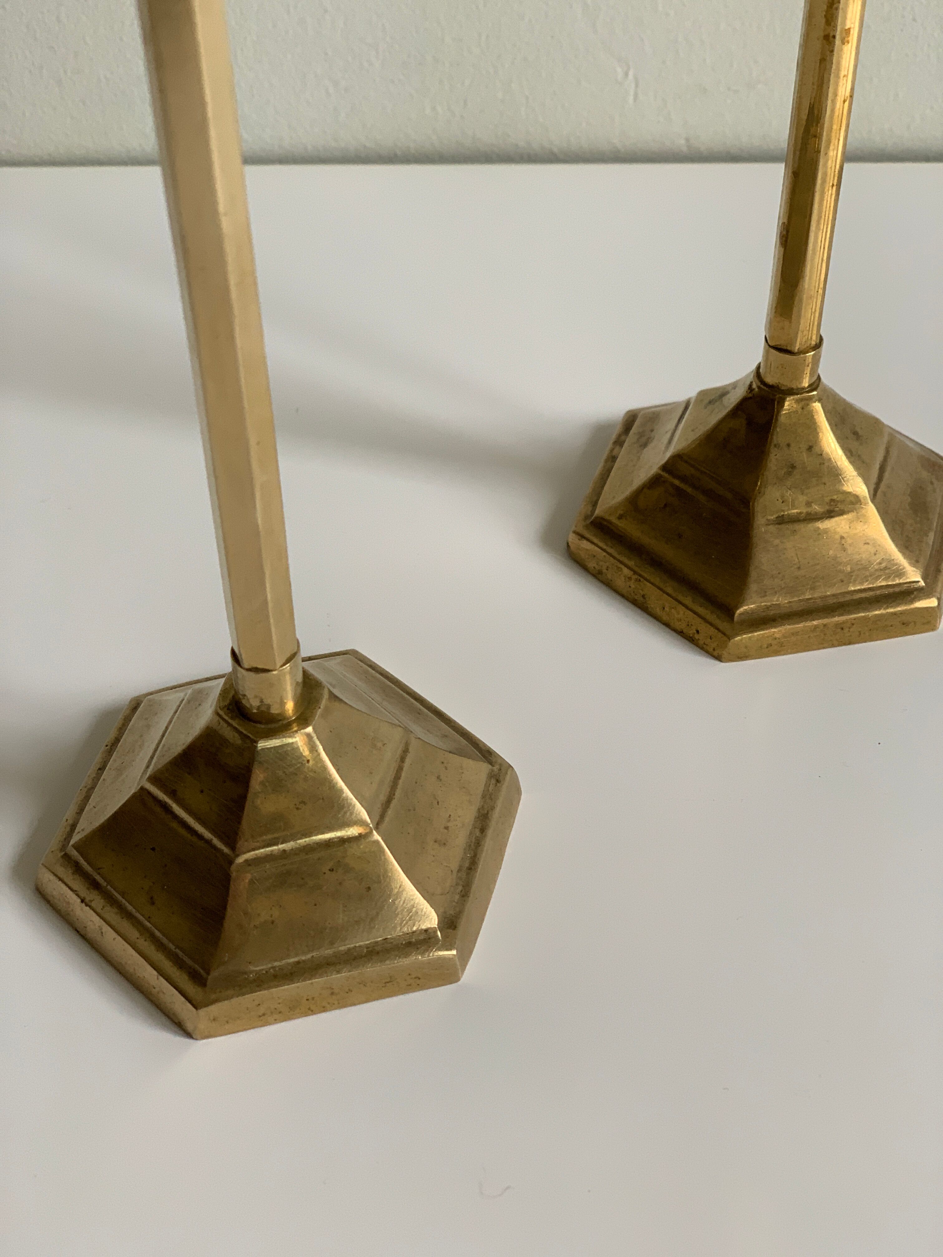 Pair of brass candle holders