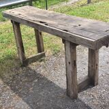 Old small 160 cm carpenter's workbench in solid oak