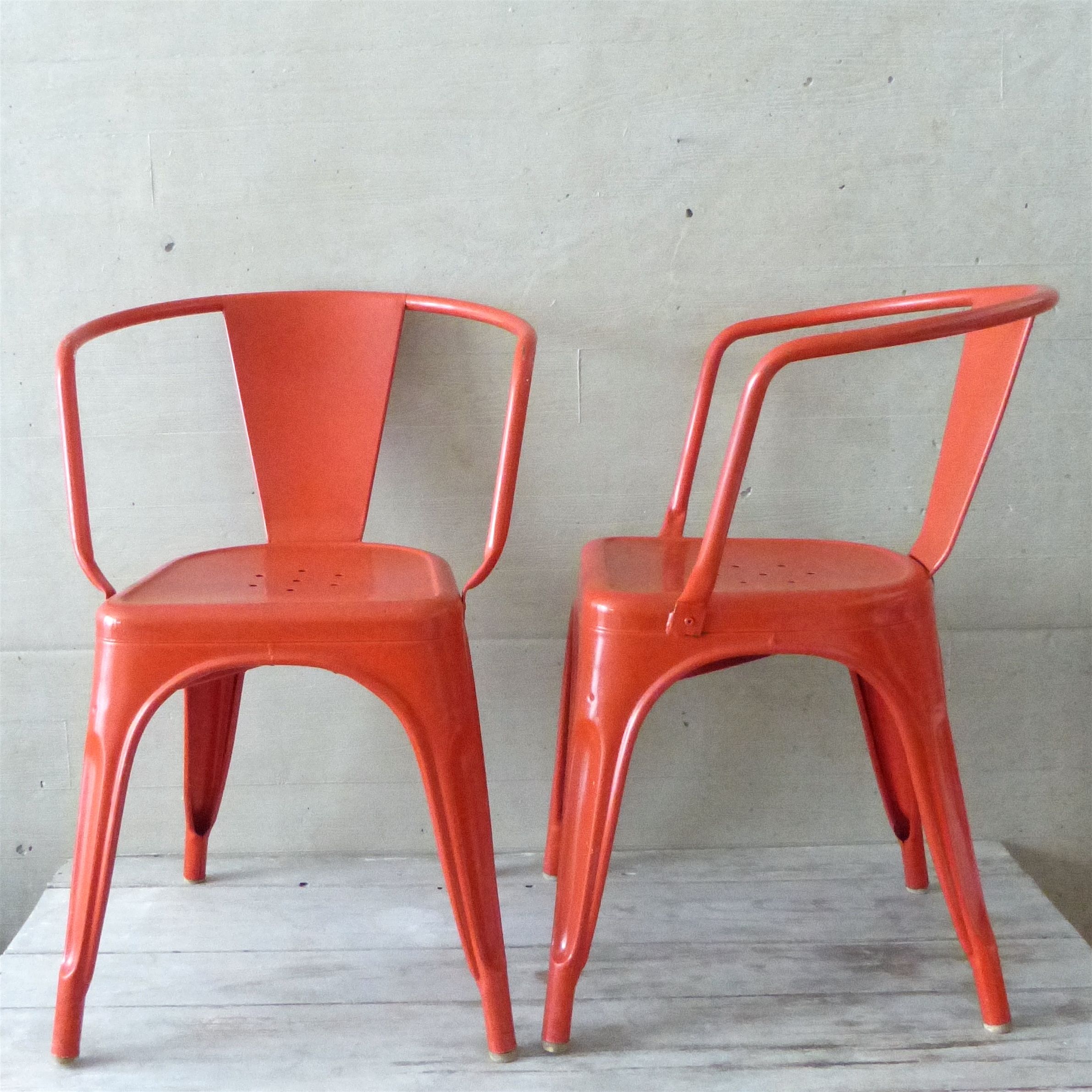 Pair of chairs A 56 - Tolix - Jean Pauchard - 1950-70 - vermilion Red