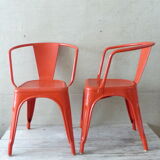 Pair of chairs A 56 - Tolix - Jean Pauchard - 1950-70 - vermilion Red