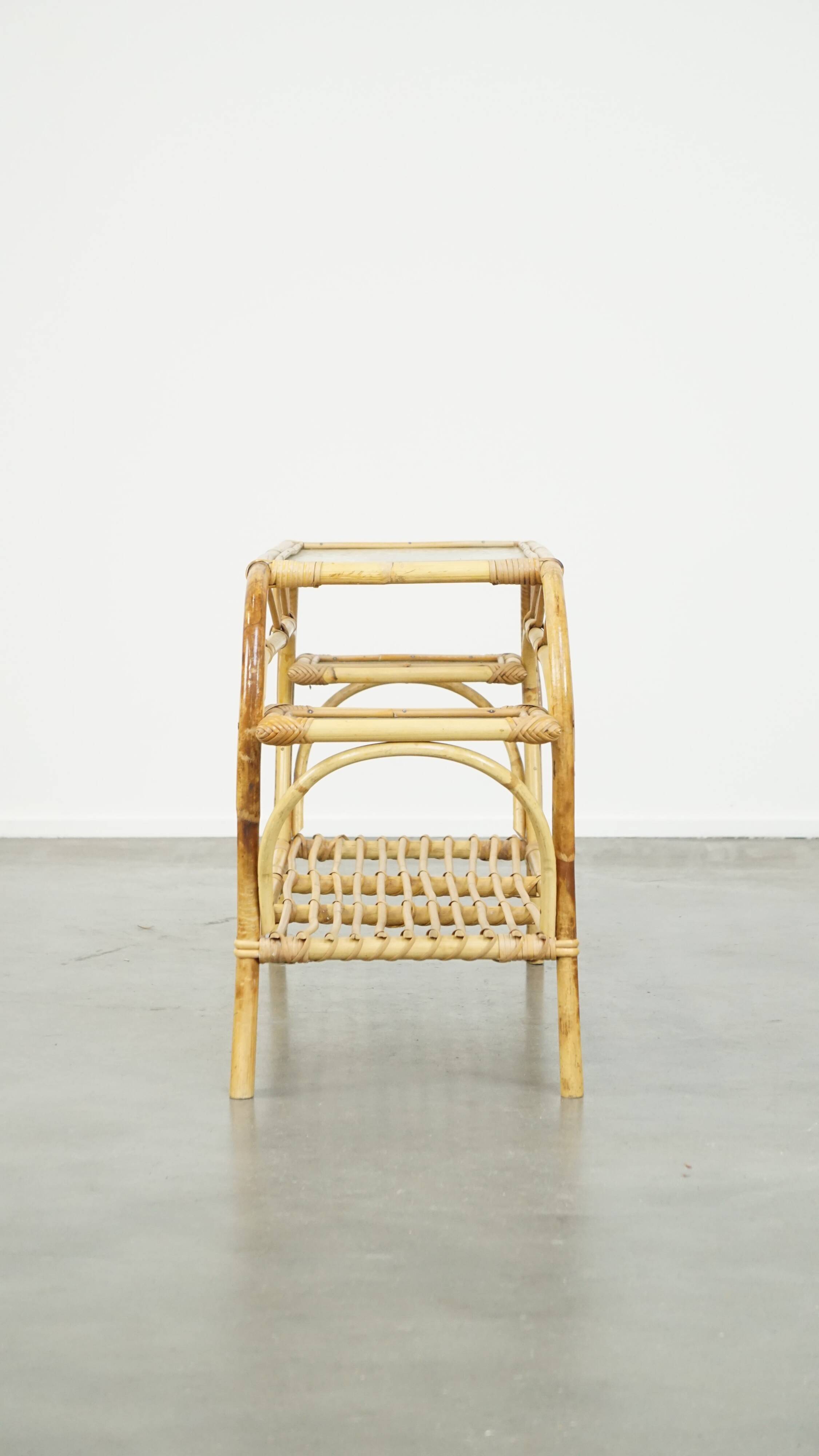 vintage rattan coffee table by Rohé Noordwolde from the 1950s