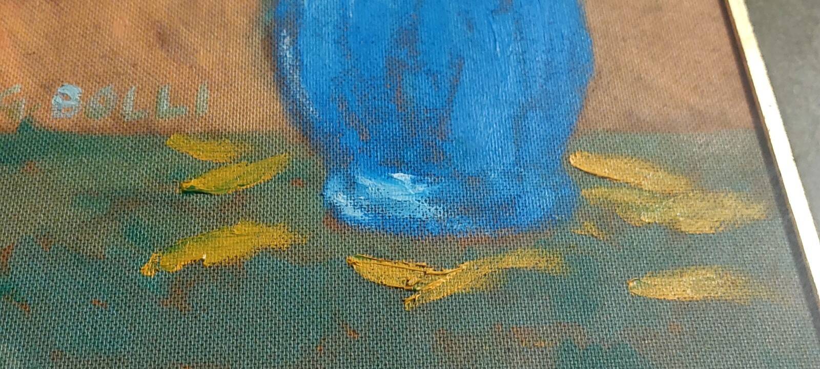 Oil on faesite, vase of flowers GEROLAMO BOLLI (Pisa 1933-2009)