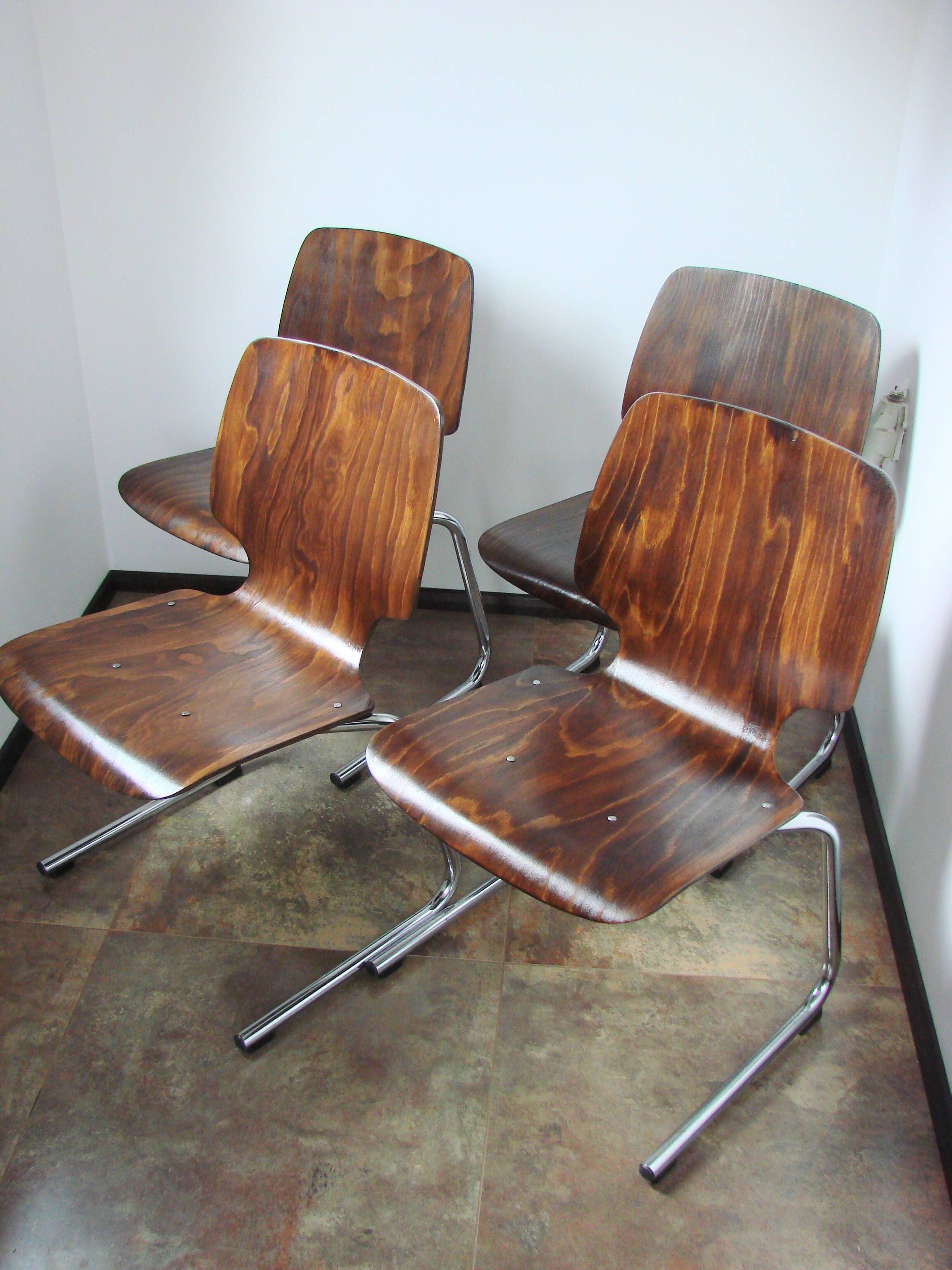 Ensemble de 4 chaises Kusch+Co Flötotto, années 1960.