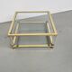 Table basse lucite, laiton et verre années 70