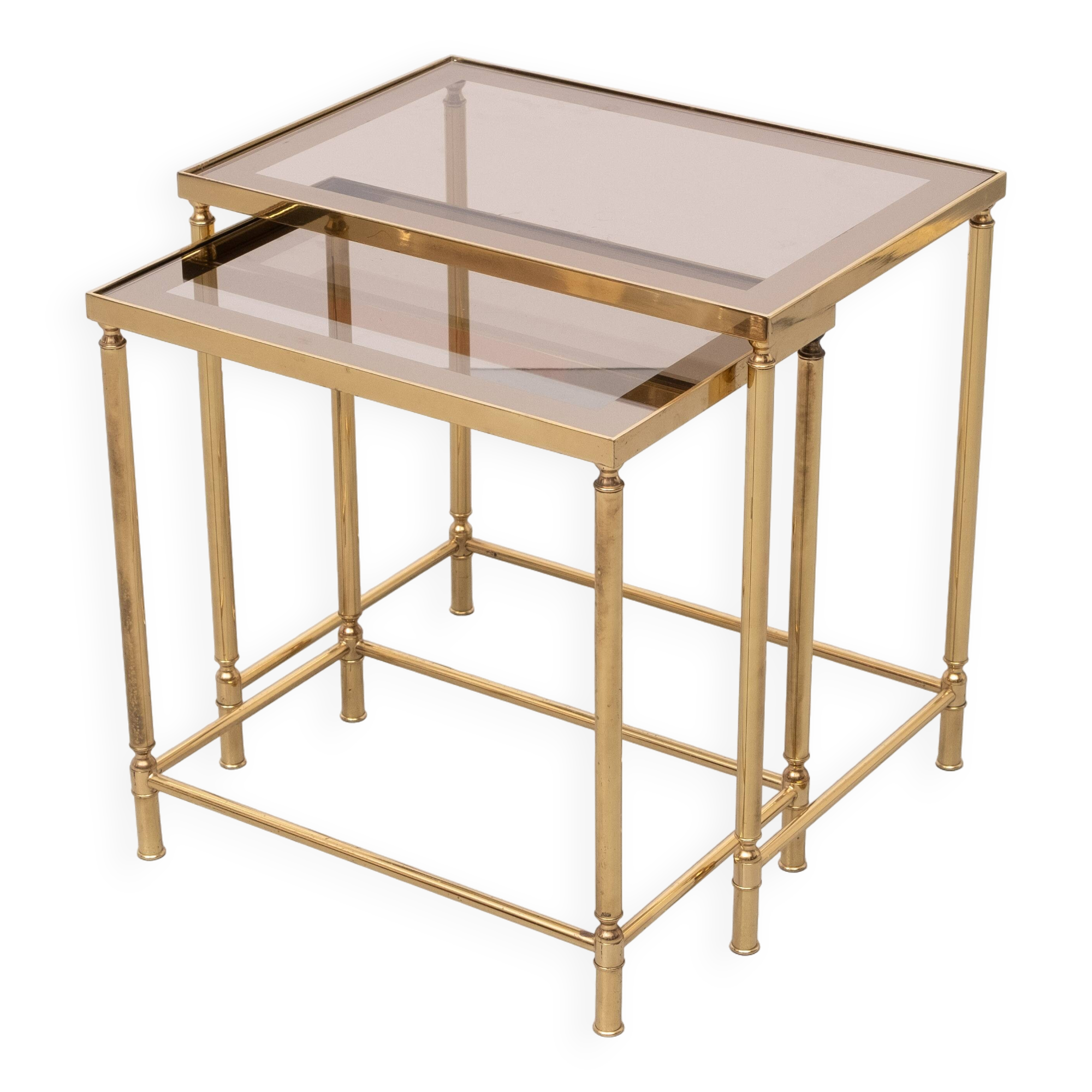 Brass side tables Hollywood Recency 1970s France