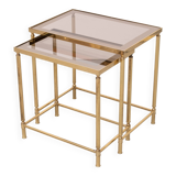 Tables d'appoint en laiton Hollywood Recency années 1970 France