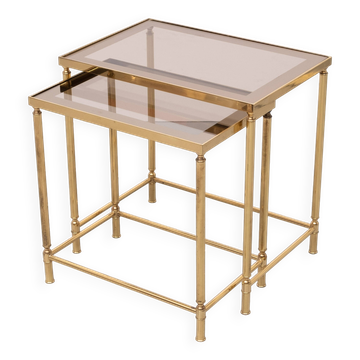 Brass side tables Hollywood Recency 1970s France