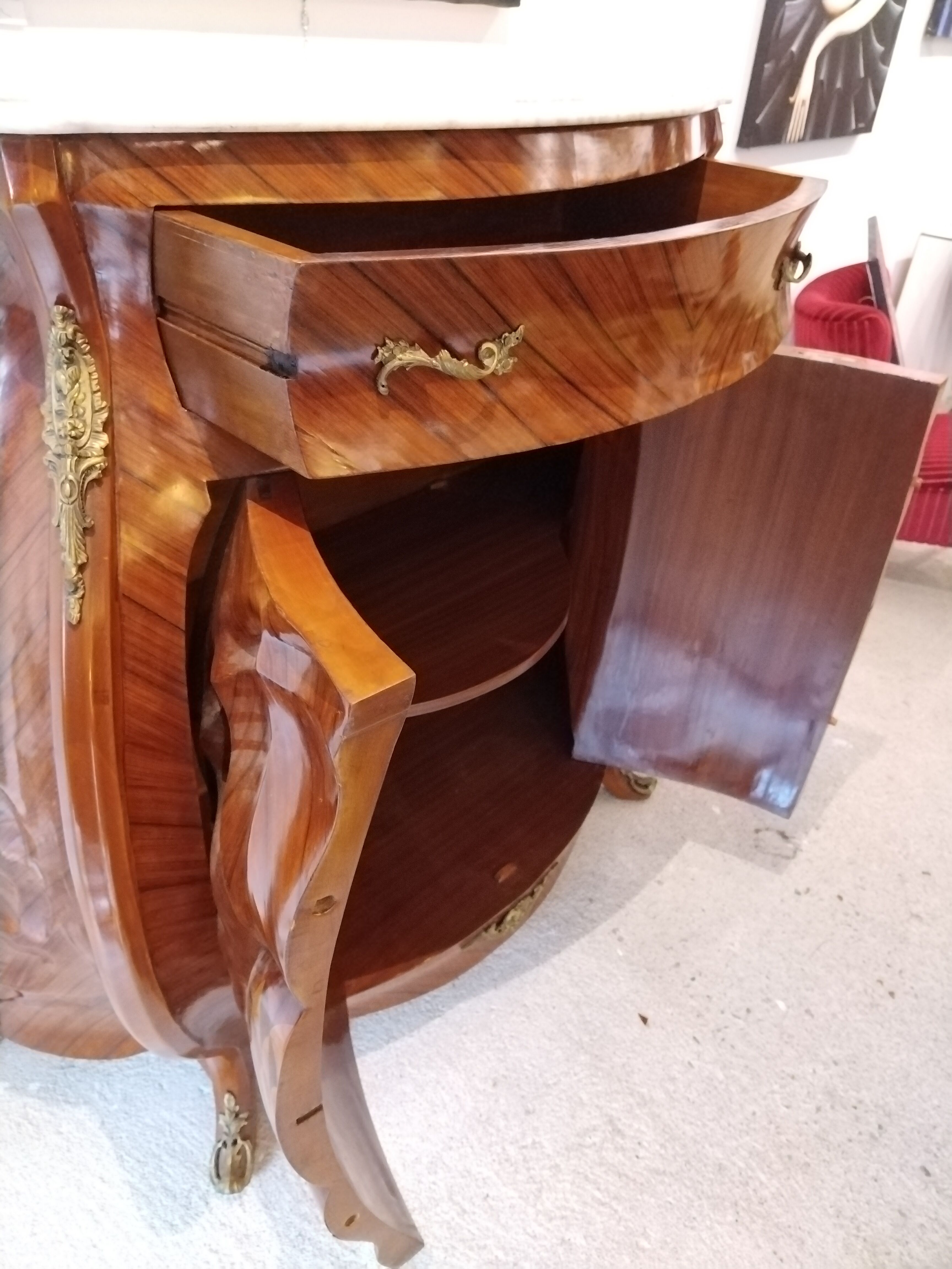 Louis XV style marquetry bar furniture
