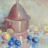 Huile sur toile suédoise vintage du milieu du siècle