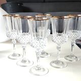 Lot of 6 x Large Wine Glasses. Valencay Gold/Crystal d'Arques model.
