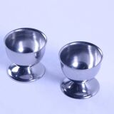 2 antique stainless steel egg cups