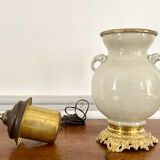 Vase and lamp foot in Chinese porcelain enamelled white cracked ivory - Qing - China XIXth