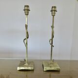 Pair of gilded brass lamps in the style of Fondica, 1970s