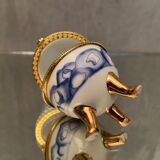 Porcelain egg box with Japan decoration gilded metal frame