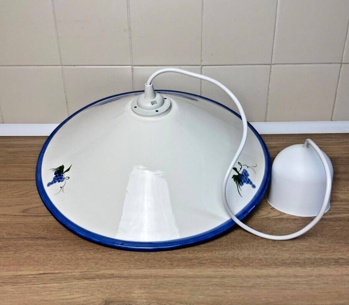 Vintage white ceramic chandelier lampshade decorated with grape patterns