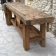 Exceptional antique carpenter's workbench in solid oak – 260 cm