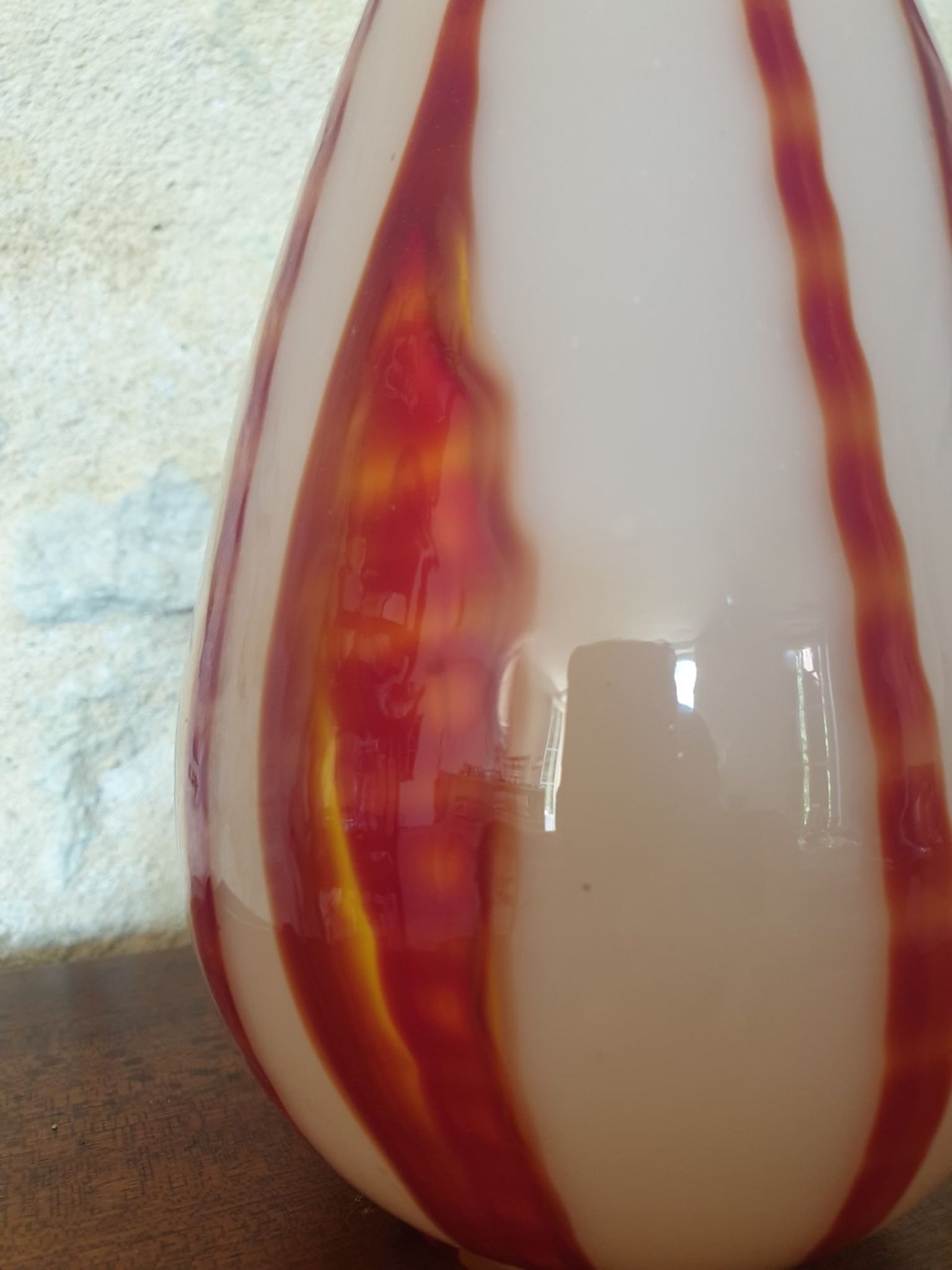 Pied de lampe ancien en verre soufflé