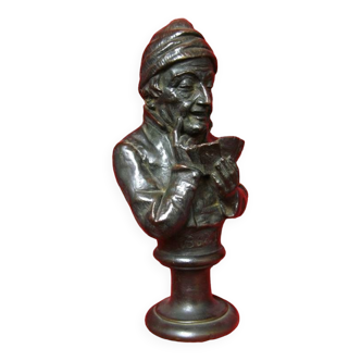 Buste d'un joueur de cartes XIXe.