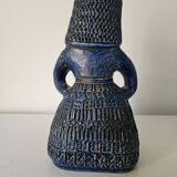Vintage bay keramik, blue woman with fruit basket, germany, 1960s/1970s.
