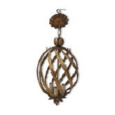 Golden oval suspension with fine gold, 4 lights