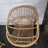 Paire de fauteuils en rotin des années 60