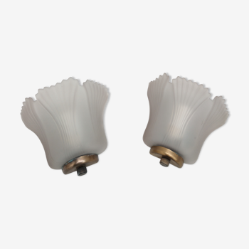 Pair of flower wall light