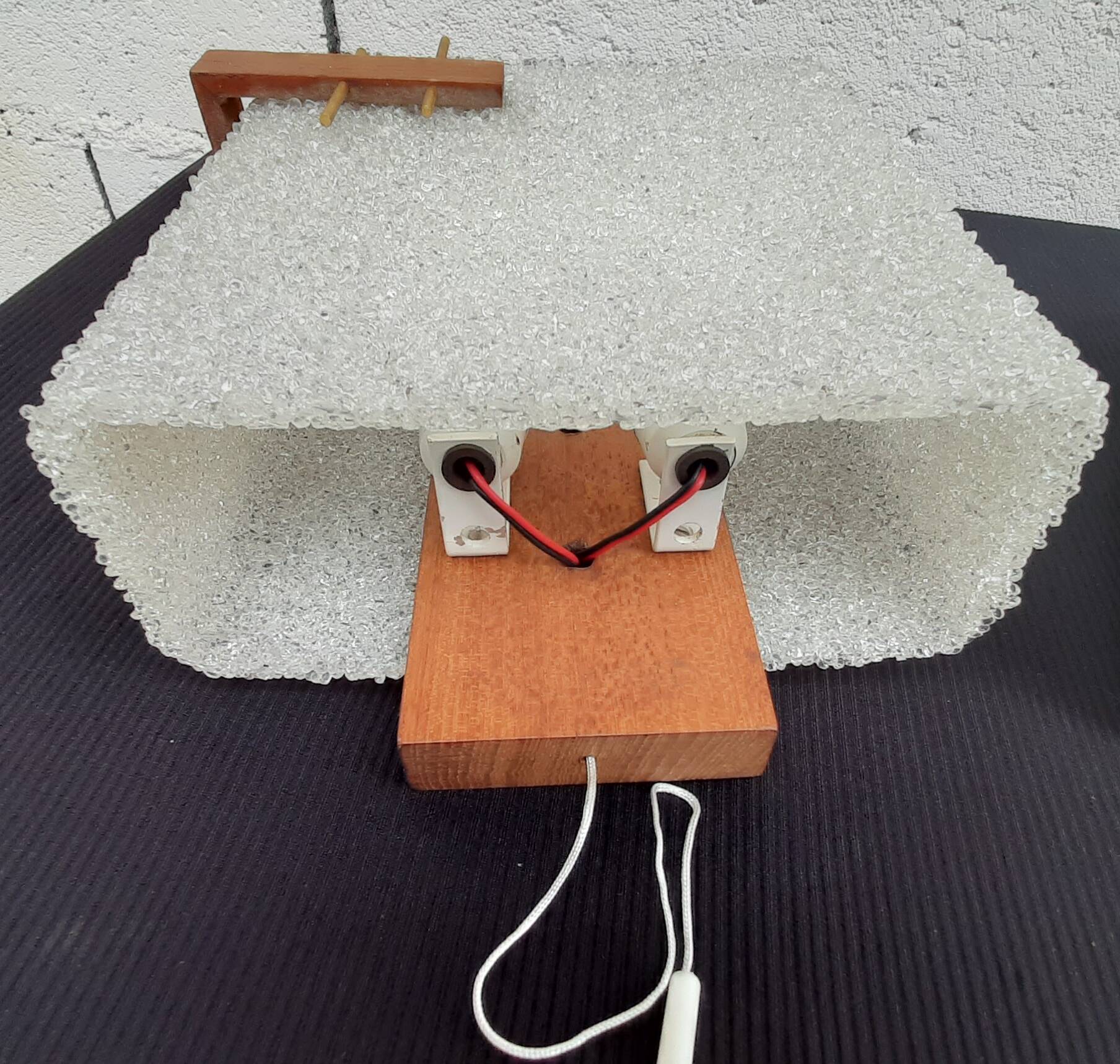 Pair of Scandinavian Perpex and teak wall lights